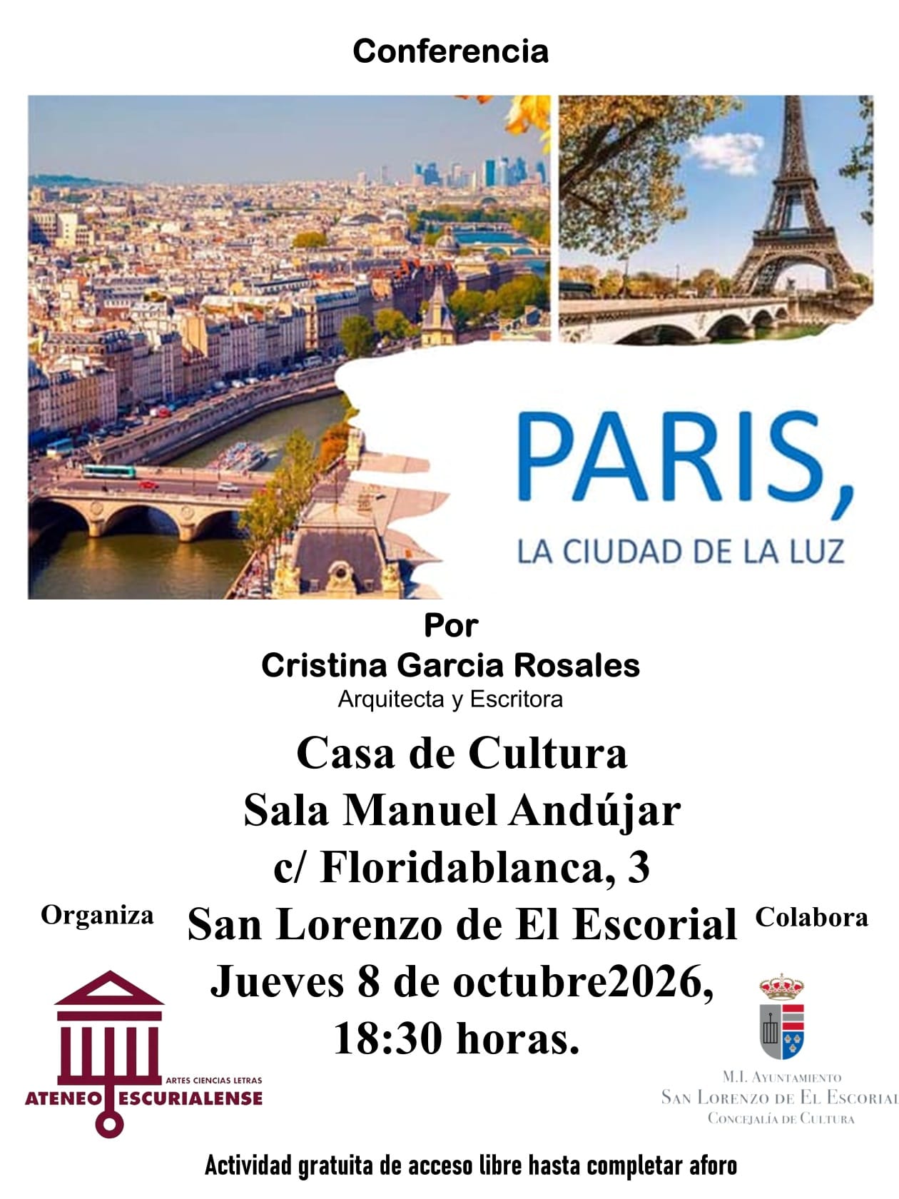 Conferencia: «Paris, ciudad de la luz»